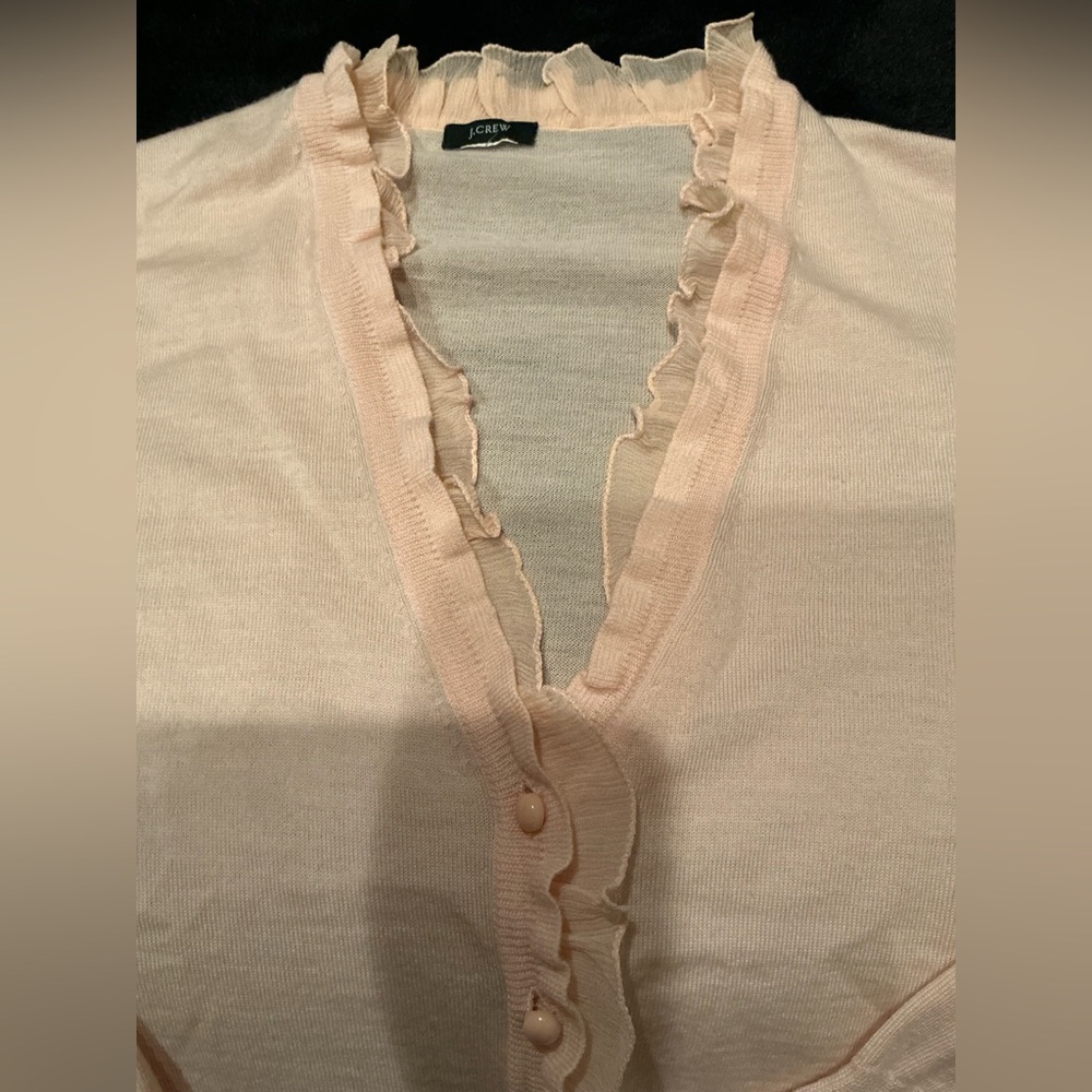 J. Crew Peach Ruffled Cardigan